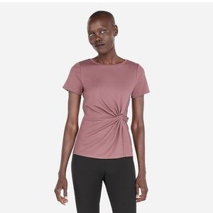 Express Purple Tie Knot Twist Short Sleeve Top